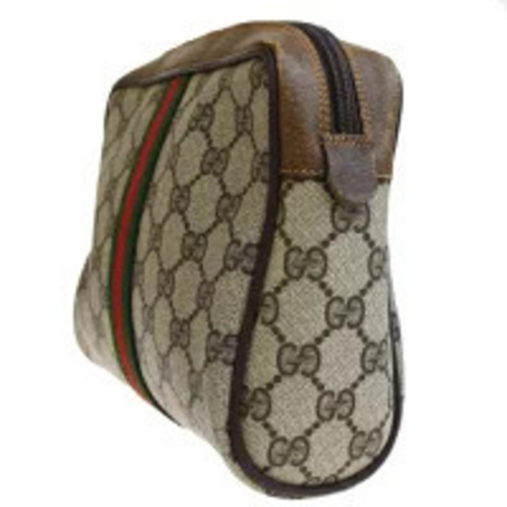 Gucci Green Bag Brown Pouch GG Leather Clutch Clutch Sherry Red Brown Red